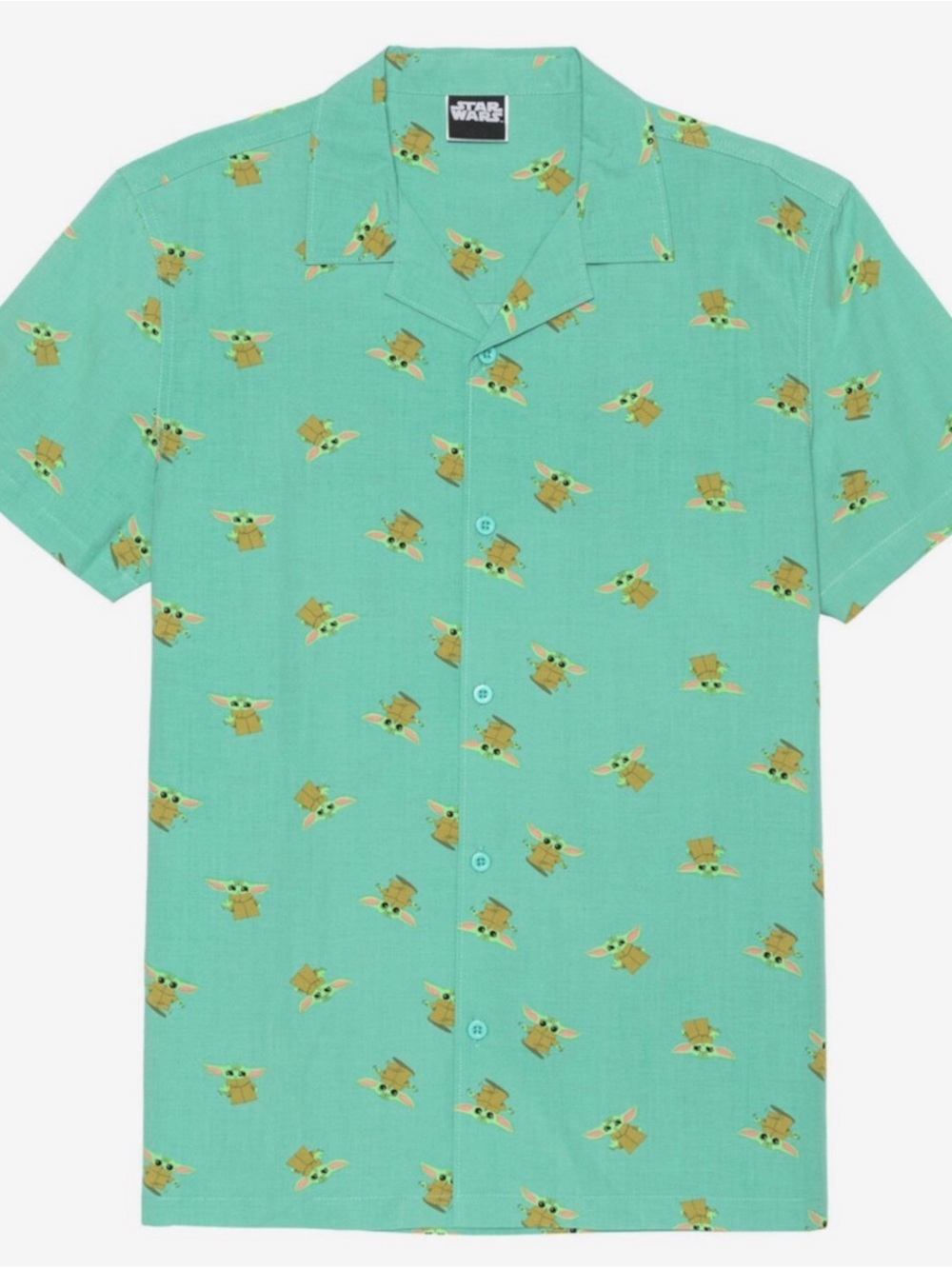 Star Wars Yoda Mens Camp Shirt Size XL Breathable Green Casual Button Up NWT